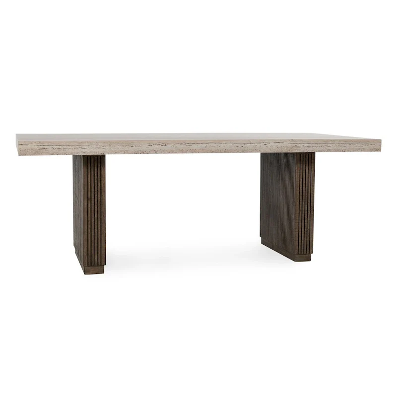 Ollie 82 Travertine Laminate Dining Table in Brown by Kosas Home