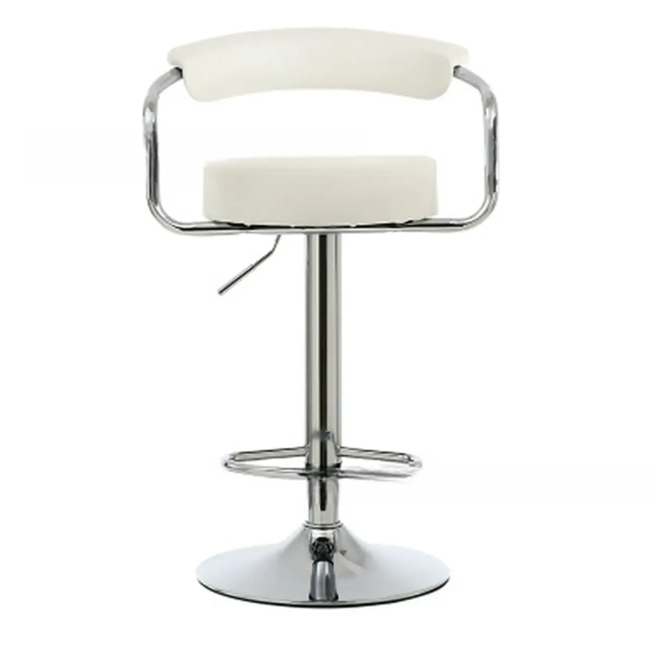 Modern Chrome Leather Ergonomic Adjustable Bar Stool
