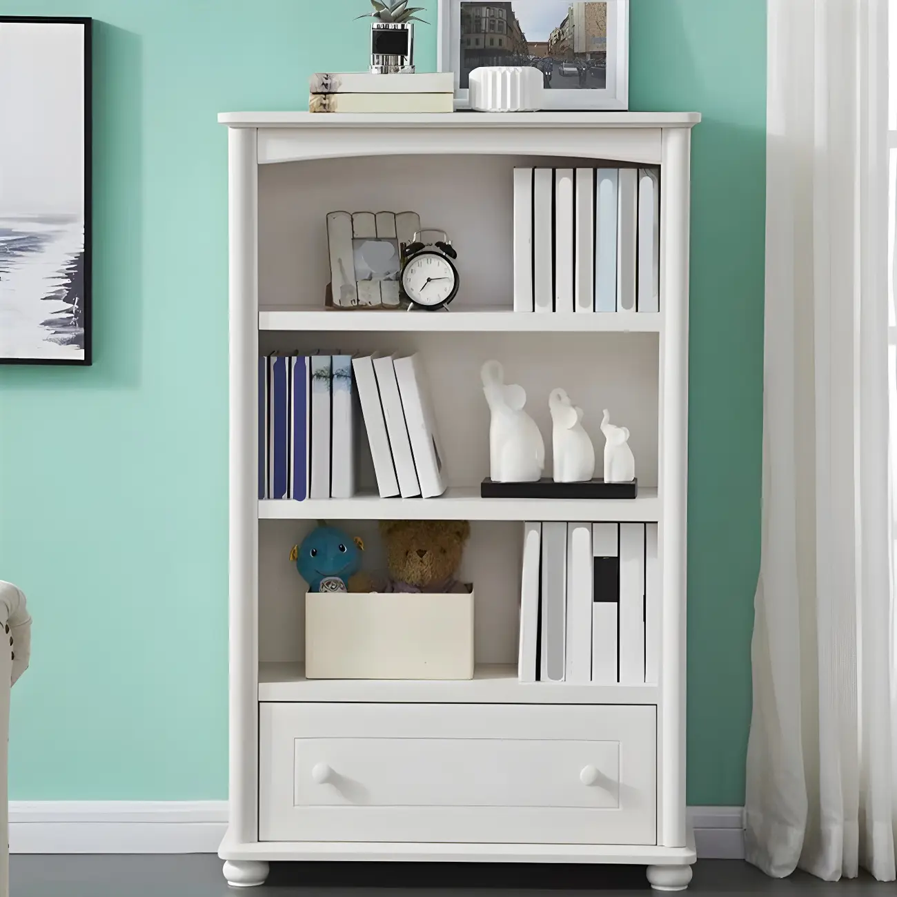 Modern Wooden Bookcase with Shelves for Living Room