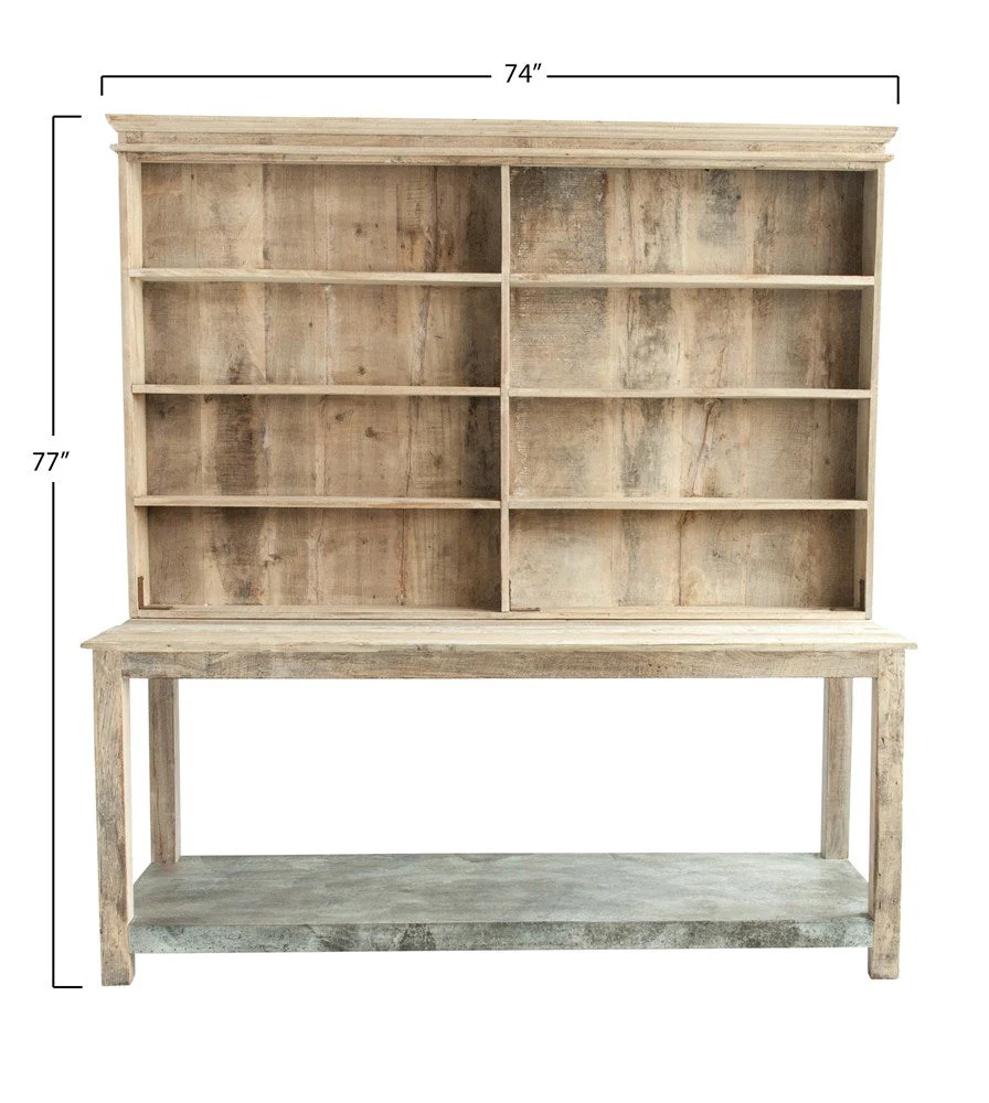 Reclaimed 2-Piece Wood & Metal Hutch