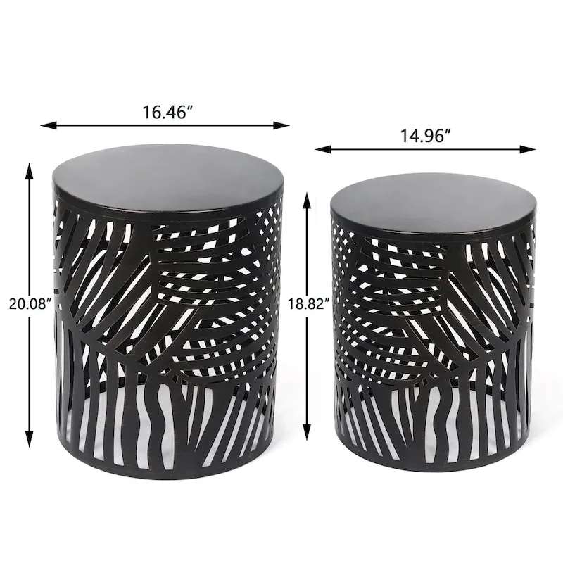 Adeco Set of 2 Round Nesting Side End Tables Set - Set of 2