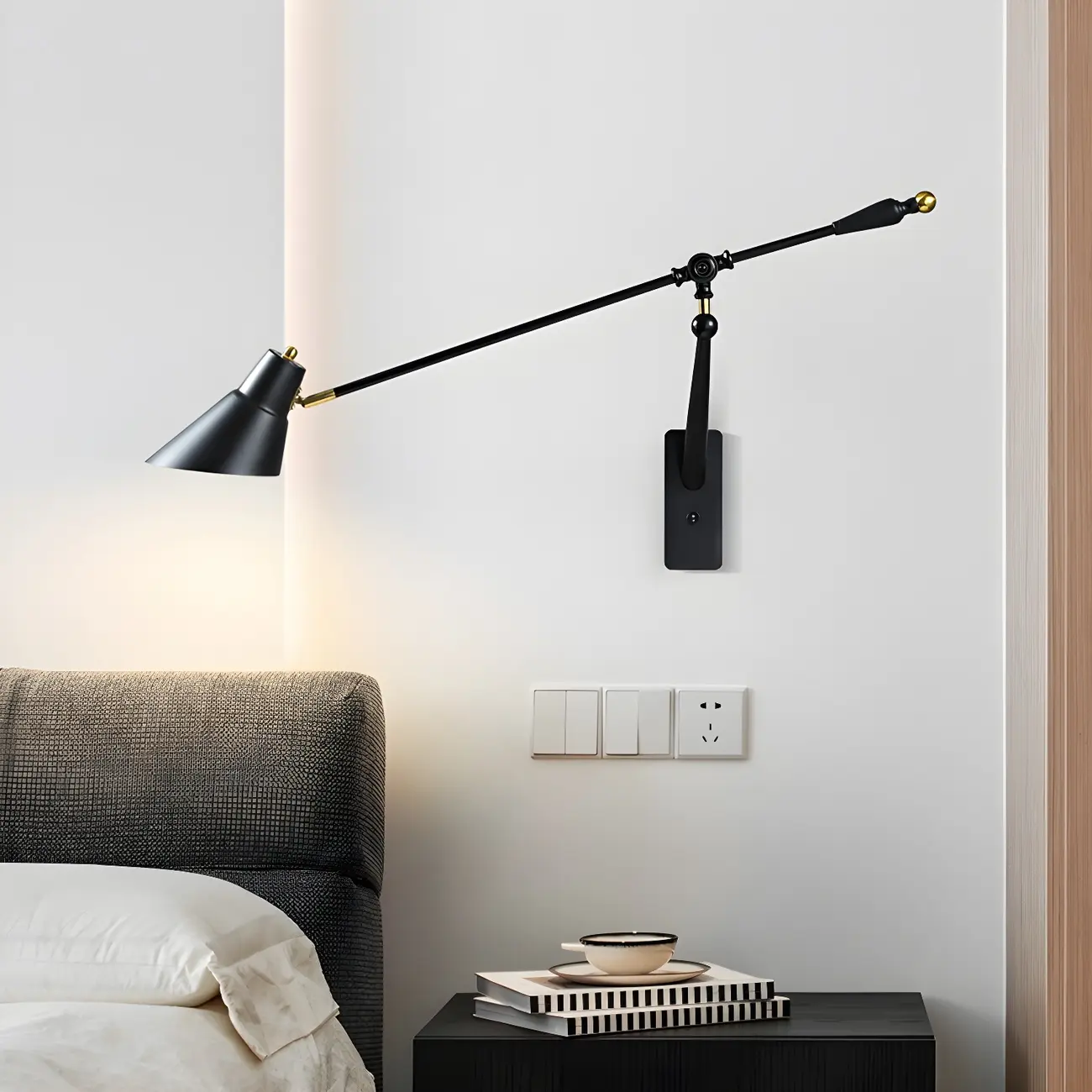 Geometric Metal Adjustable Swing Arm Wall Light