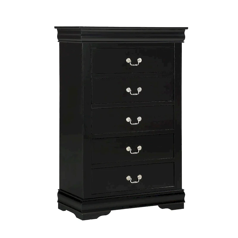 Lillie 6 Piece Black Wooden Sleigh Bedroom Set