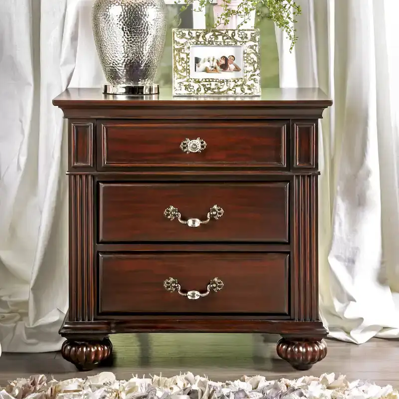Vame Traditional Walnut Wood 2-Piece Poster Bedroom Set by Furniture of America