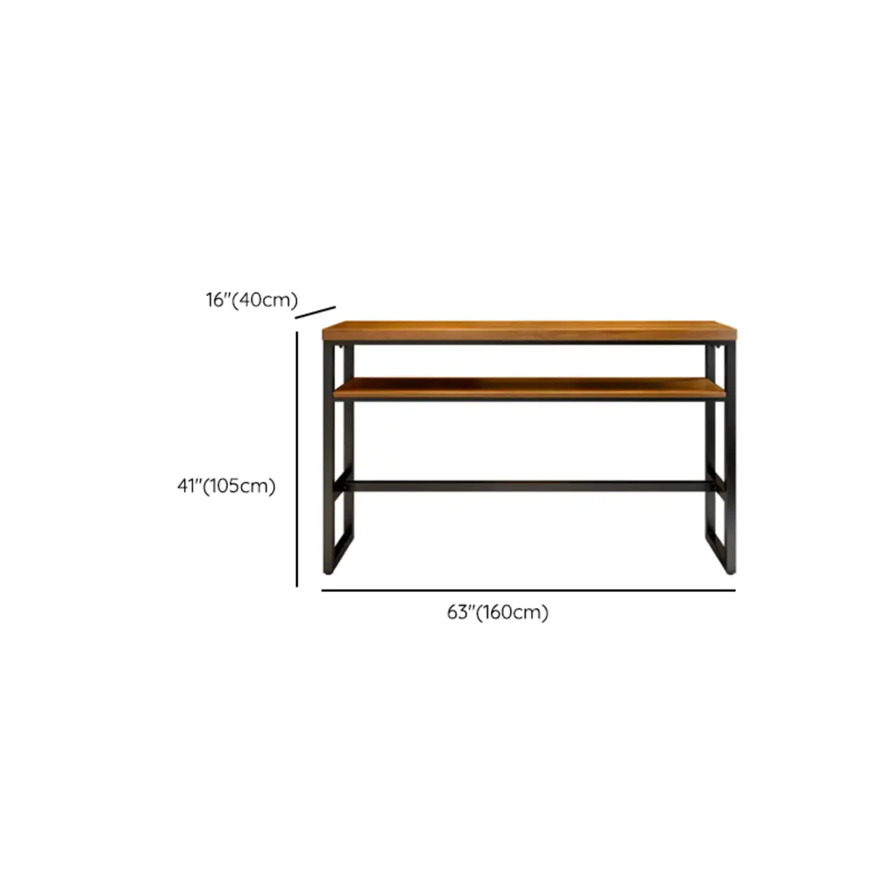 Modern Brown Wooden Metal Sled Shelf Bar Tables with Footrest