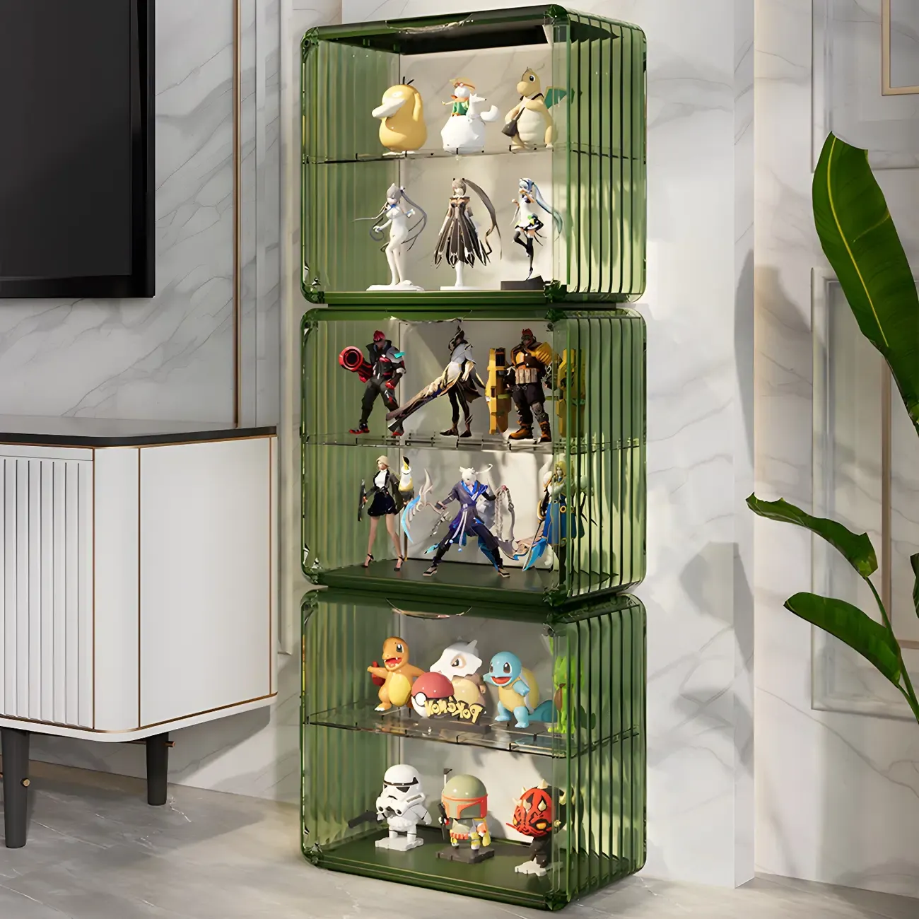 Living Room Stackable Clear Acrylic Display Cabinet