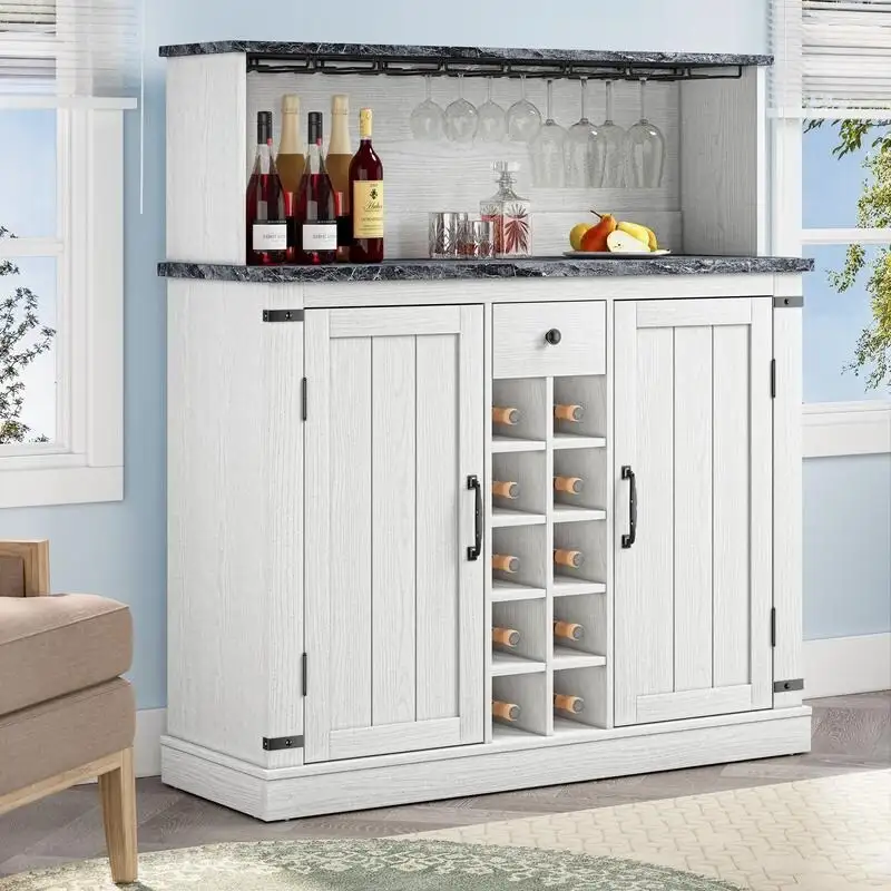47 in. Farm Style Wood Buffet Bar Cabinet