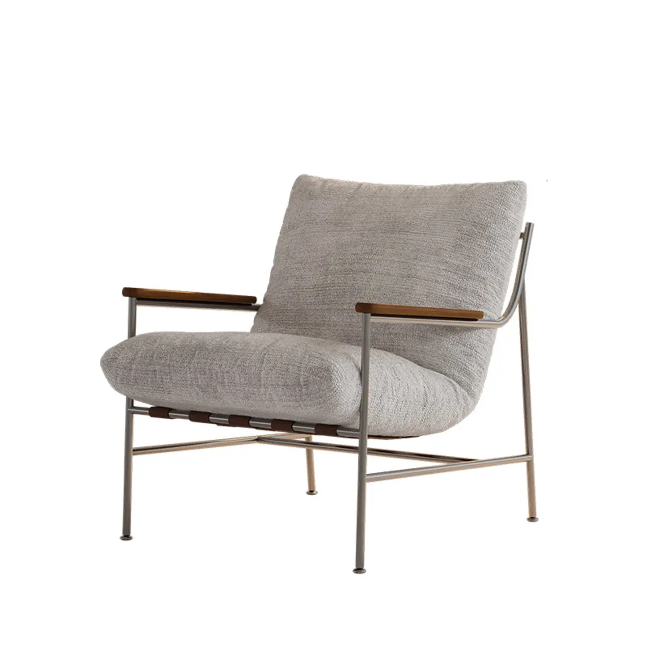 Mid-Century Modern Chenille Metal Frame Accent Chair