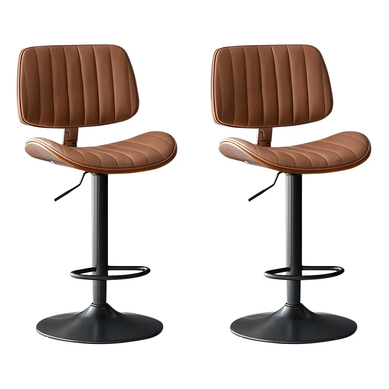 Modern Faux Leather Adjustable Swivel Bar Stools