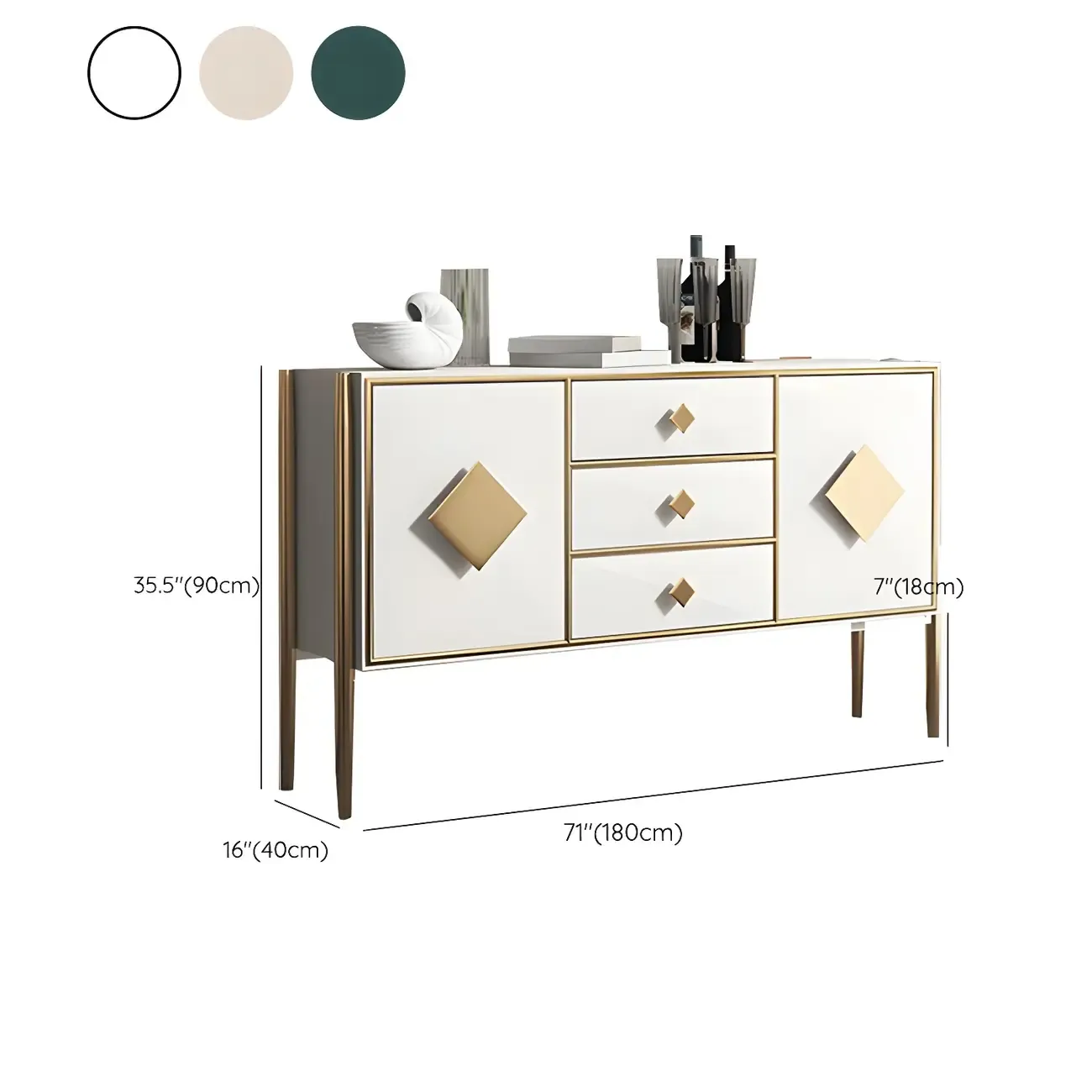 Luxury Wooden Sideboard with 3 Drawers & 2 Cabinets