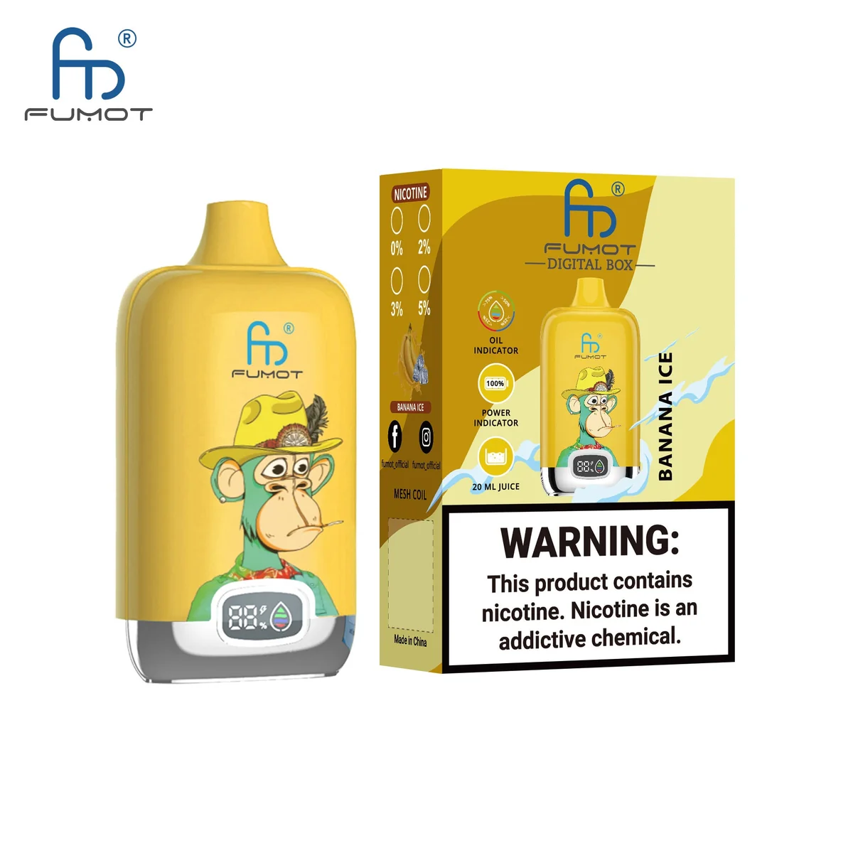 Fumot Digital Box 12000 Banana Ice – Einweg-Vape mit Einzelverpackung