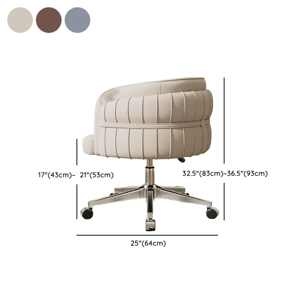 Modern Leather Low Back Ergonomic Office Chair with Wheels