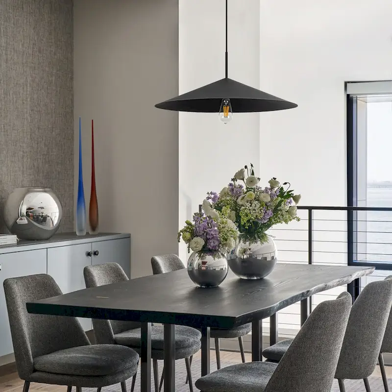 Farmhouse Single Rustic Pendant Light Black Kitchen Island Light - W25.6