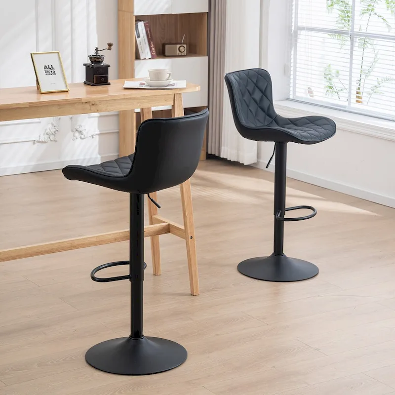 Bar Stools Set of 2 Adjustable Swivel Bar Chairs Modern Counter Stools