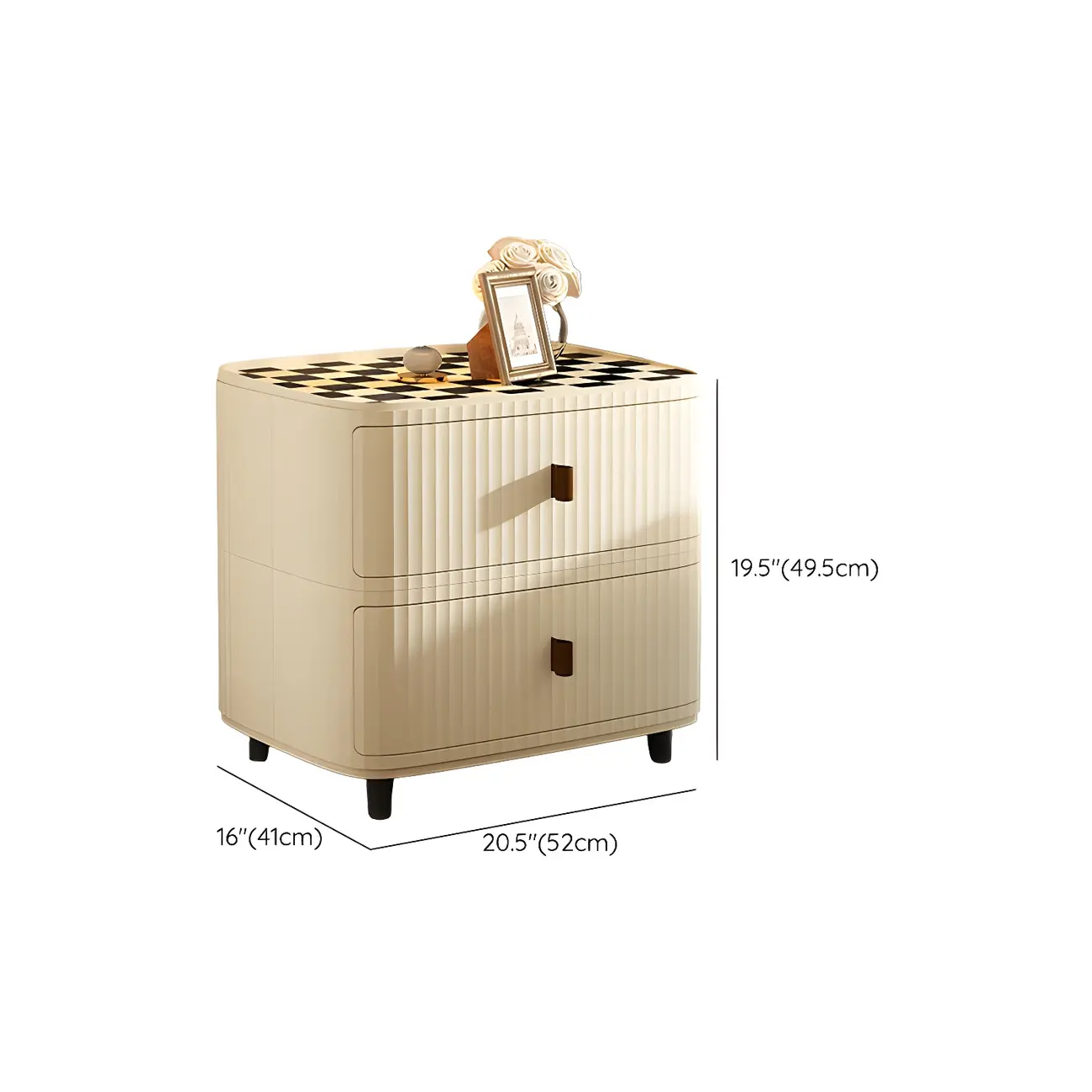 Modern Black And White Grid Top Nightstands with Drawers