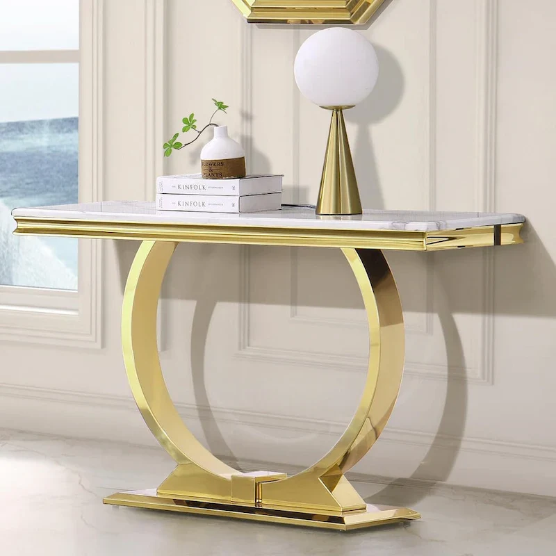 50 inch Rectangle Console Table with Circle Base