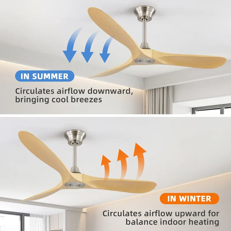 60  Smart Ceiling Fan without Light,Nickel downrod with Plastic Blades