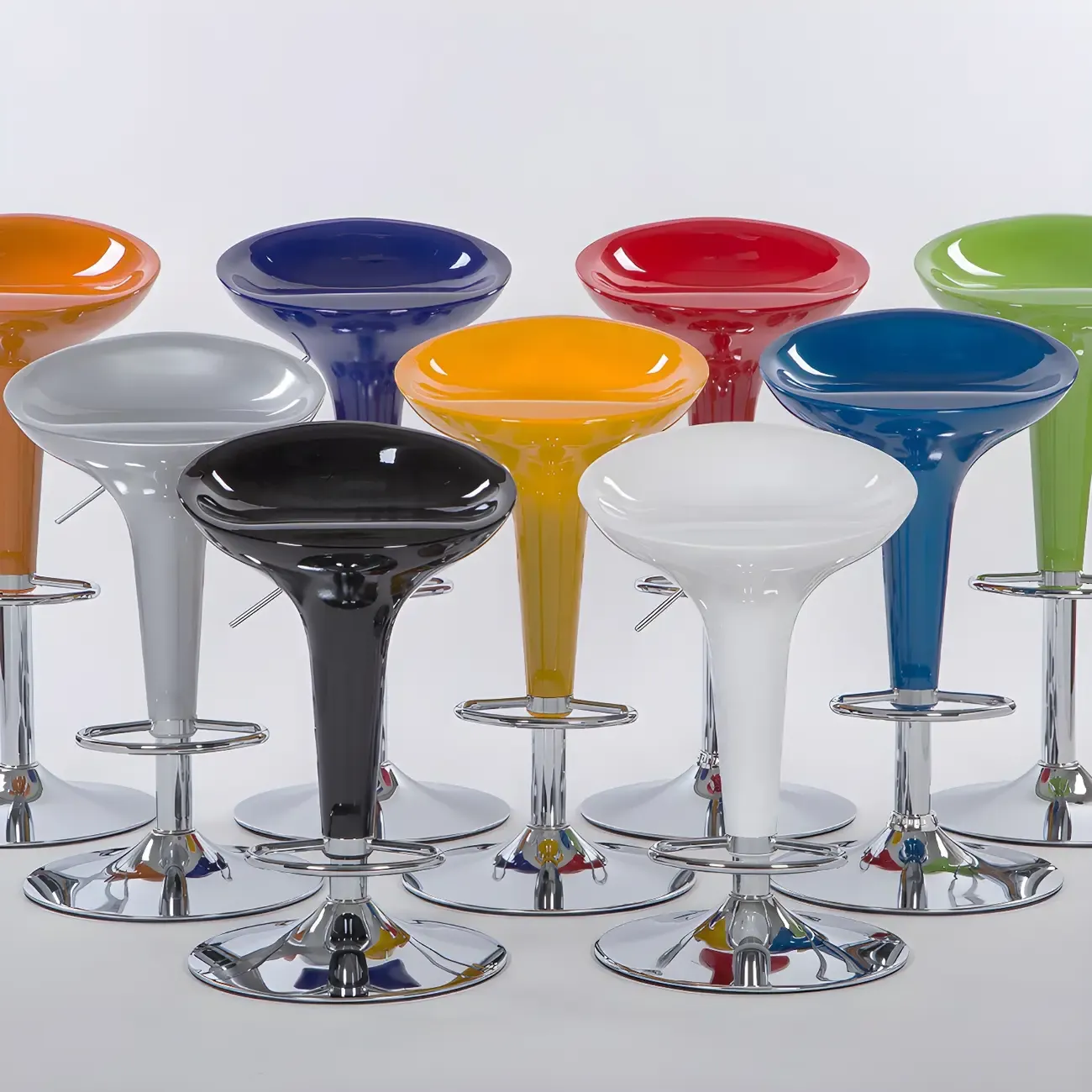 Plastic Chrome Swivel Bar Stool Height Adjustable