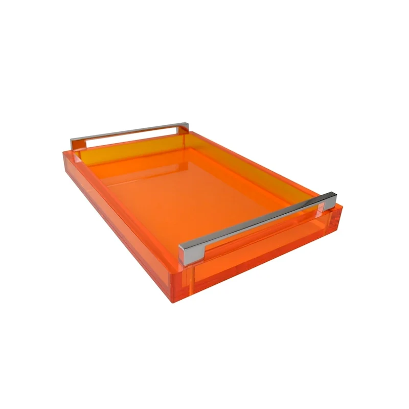 Orange Tray w/ Silver Handles