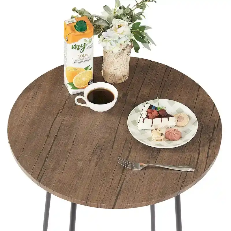 35.4 High Round Bar Table, Industrial Style Wood Top Bistro Pub/Breakfast Table