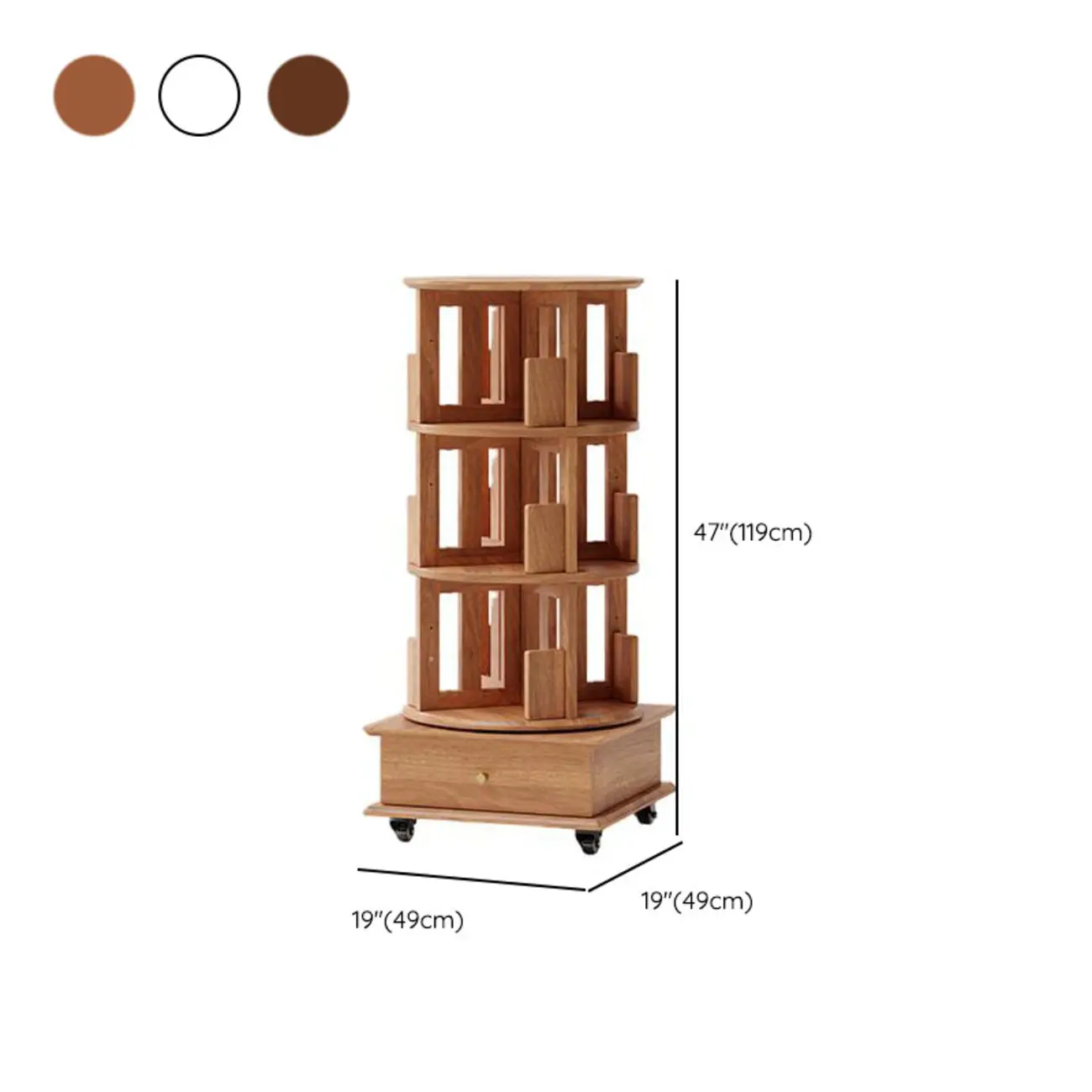 Wooden Vertical Narrow Rotating Bookcase