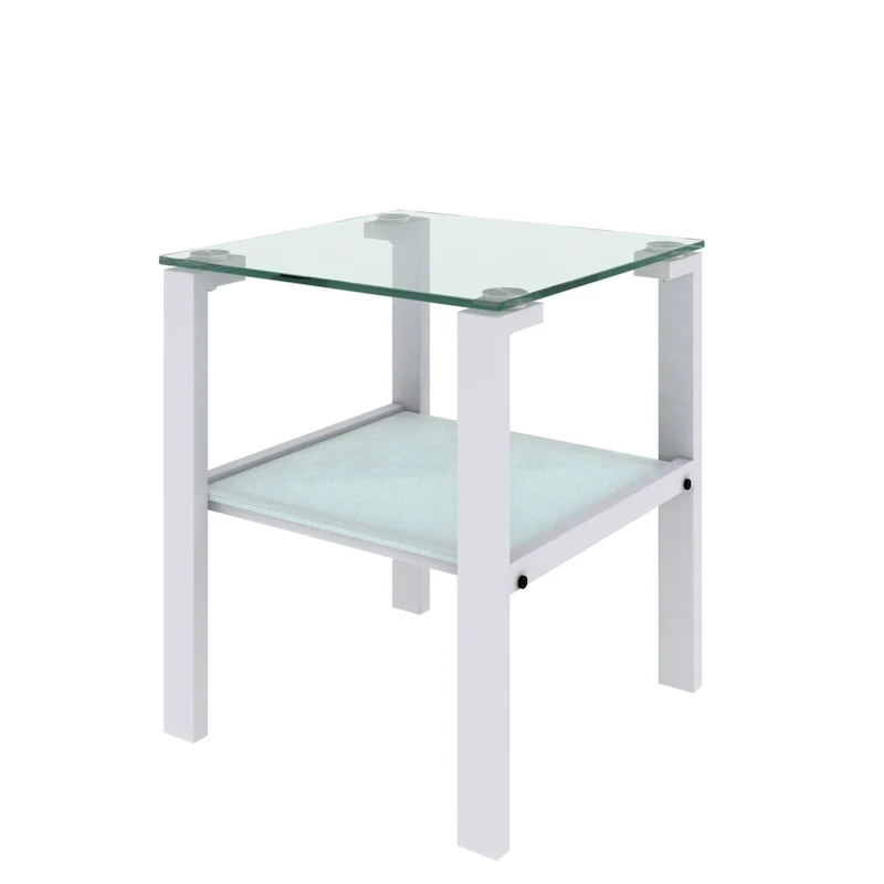 Glass two layer tea table, small round table, corner table, living room side table