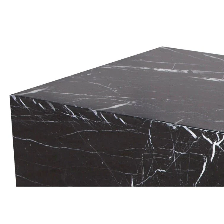 Genuine Marble Block Coffee Table - Black Marble