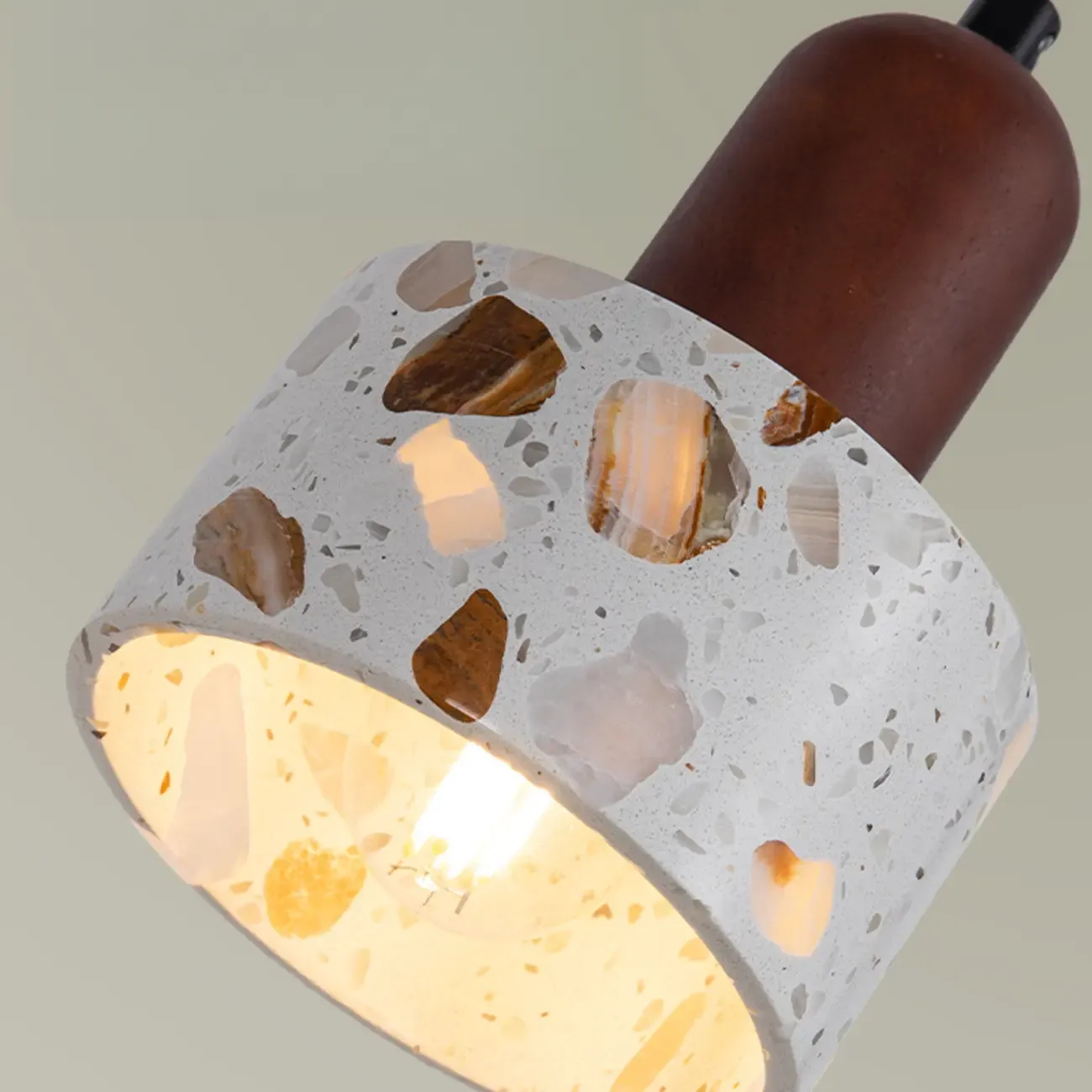 Modern Terrazzo Cylinder Brass Pendant Light