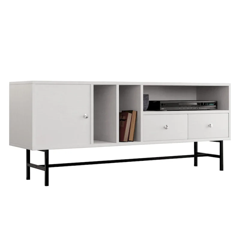 Rochester 2-Drawer 4-Shelf TV Stand Credenza with Iron Legs