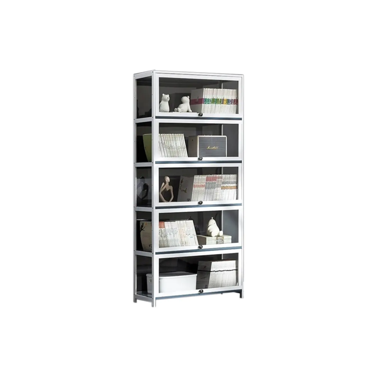 Modern White Bamboo Flip-Up Glass Display Cabinet