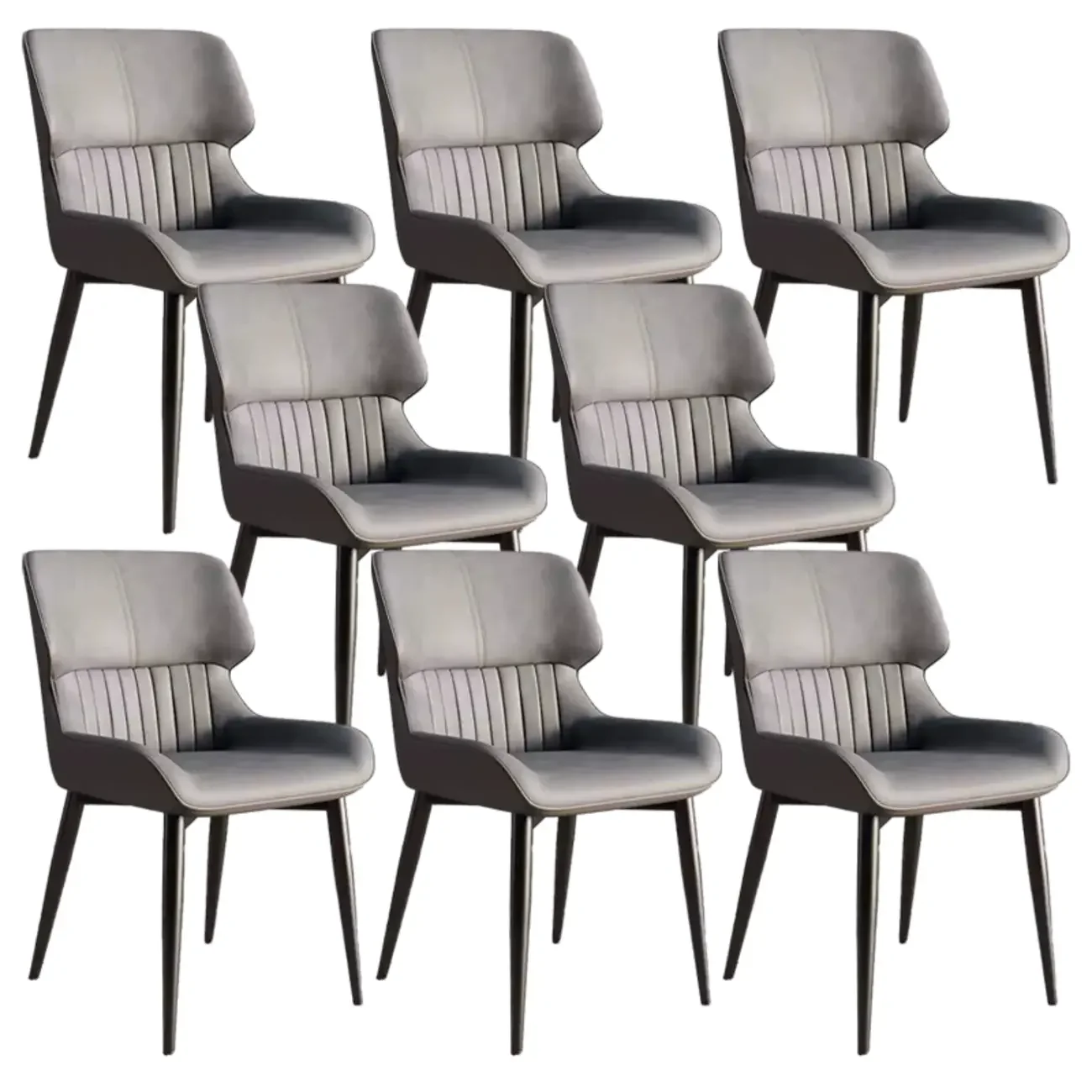 Leather Low Solid Back Armless Dining Side Chair