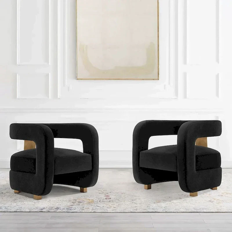 Manhattan Comfort Modern Amirah Velvet Accent Chair Set of 2