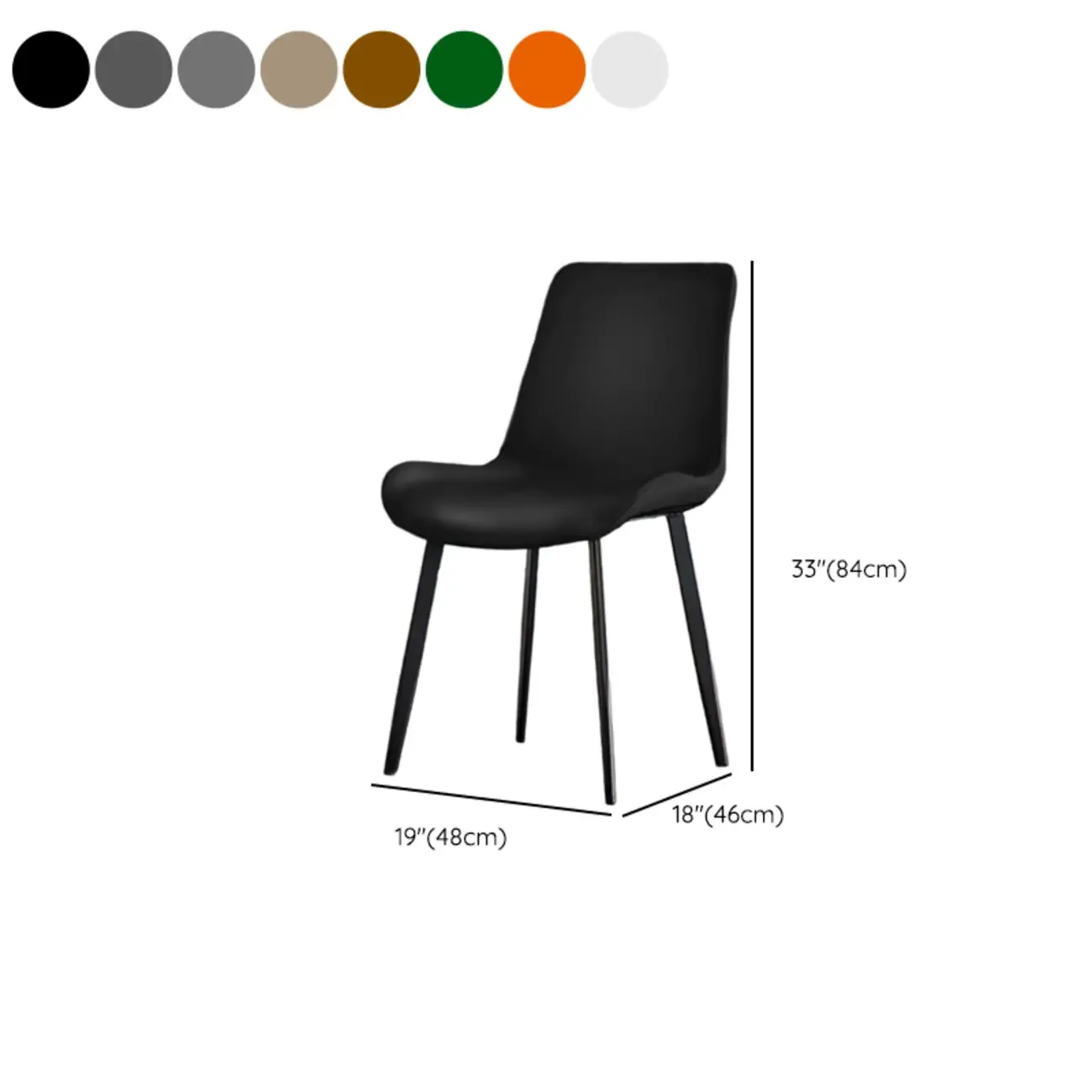 Simple Low Back Faux Leather Dining Chair with Alloy Legs