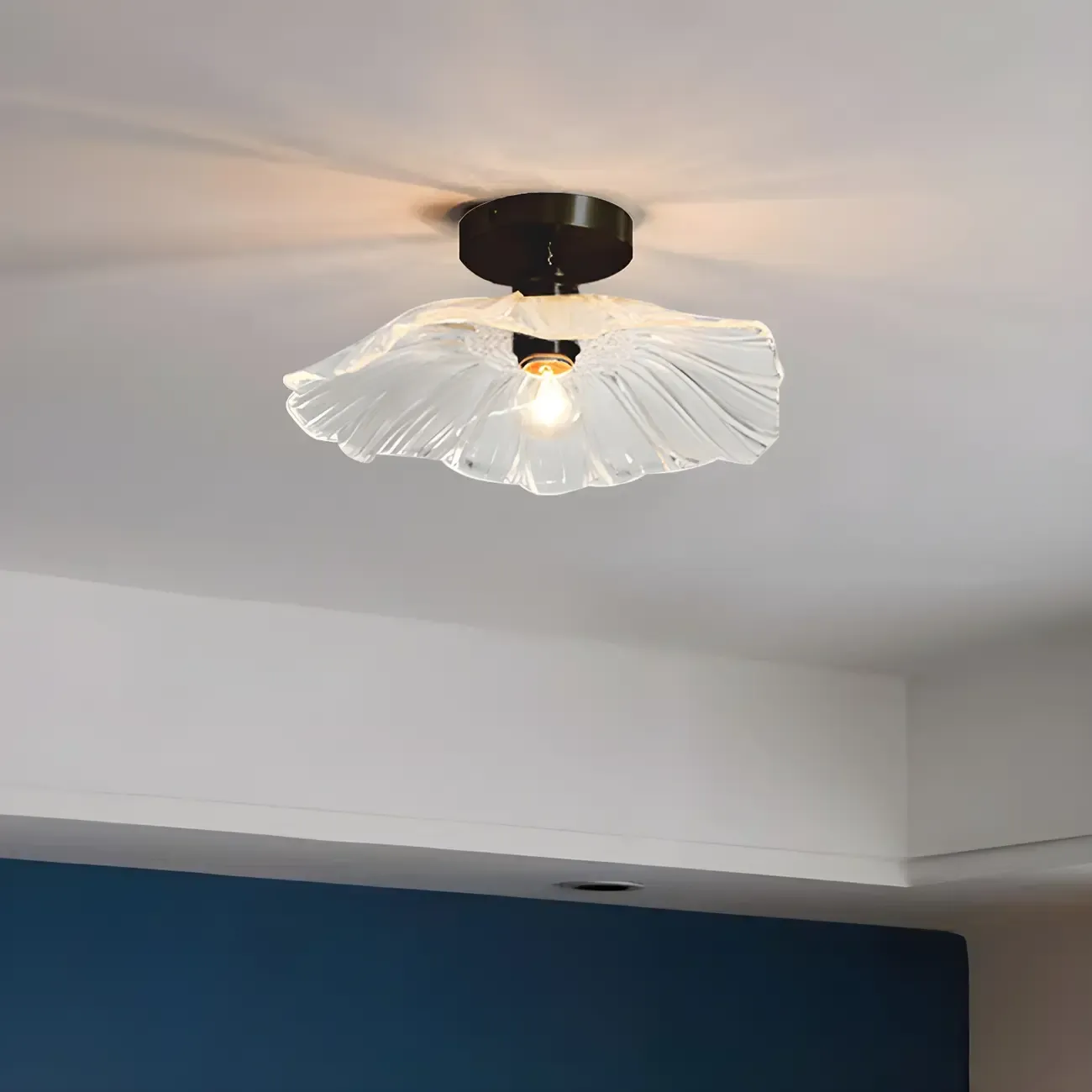 Modern Glass Semi-Flush Ceiling Light for Living Spaces