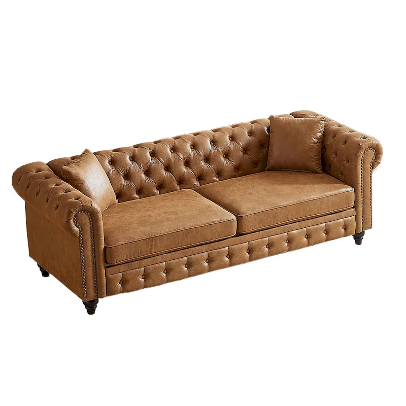 Chesterfield 85.5 Tech Fabric 3-seater Sofa with Cushions