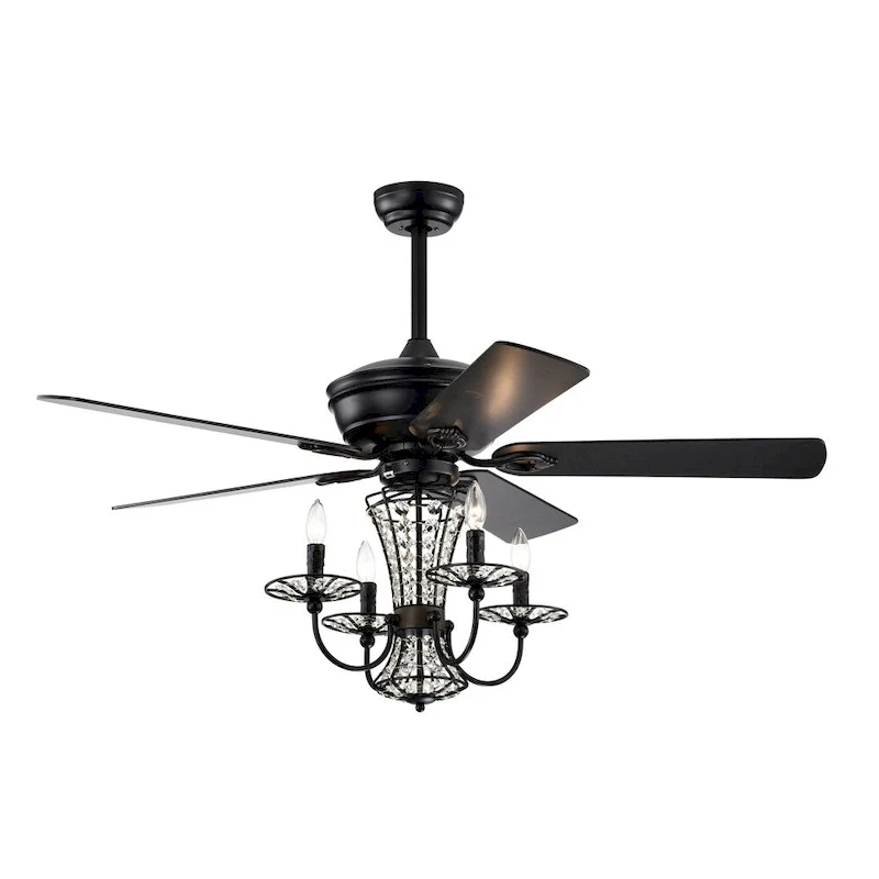 Chandelier Fan with Light and Remote,Dual Finish Reversible Blades