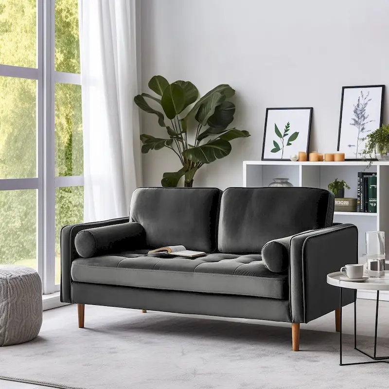 Banavos 58   Velvet Square Arm Loveseat