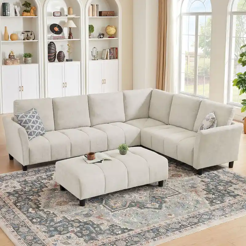 102.56  W Reversible Sectional Sofa with Corner Seat & Extended Bench