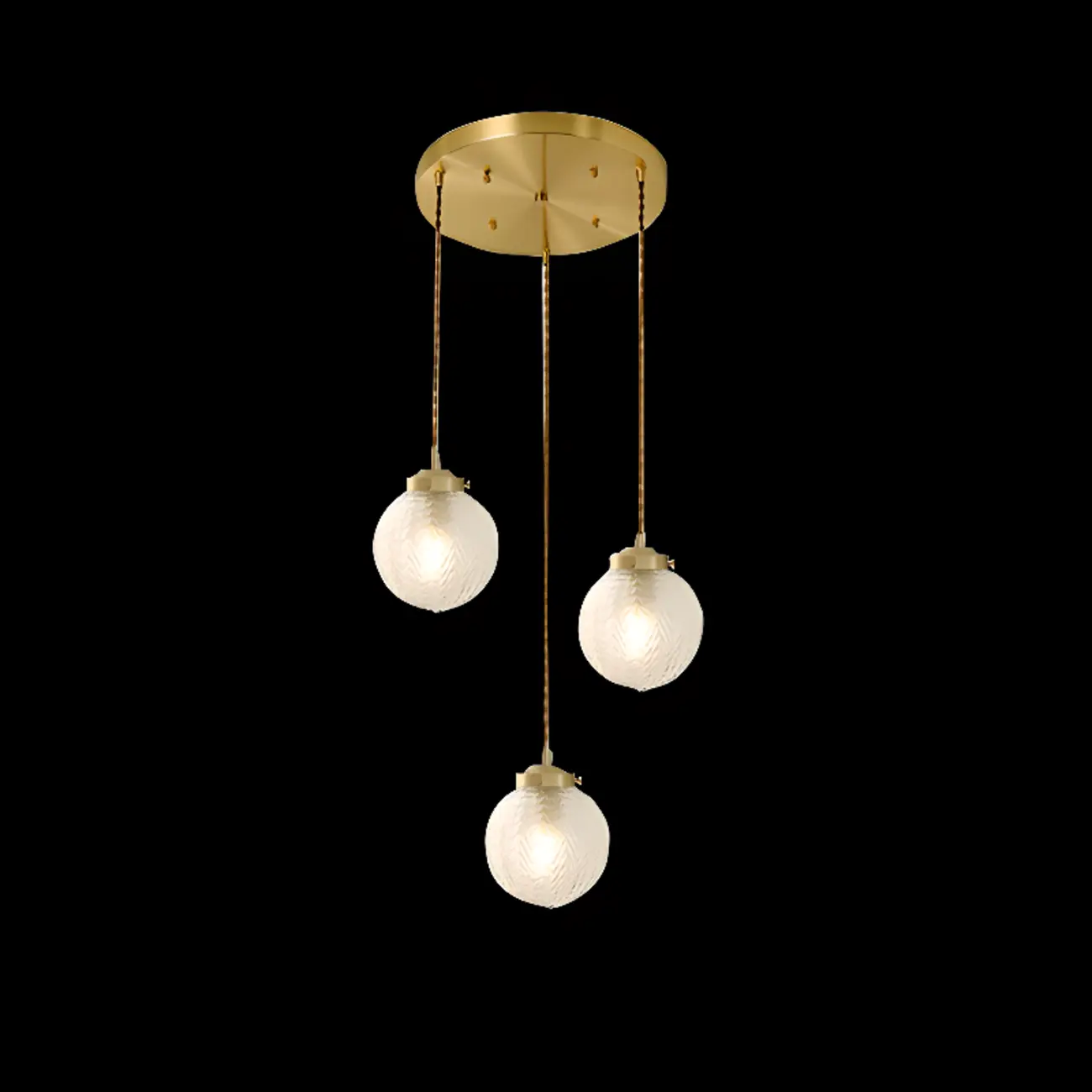 Modern Gold Carved Glass Globe Pendant Light