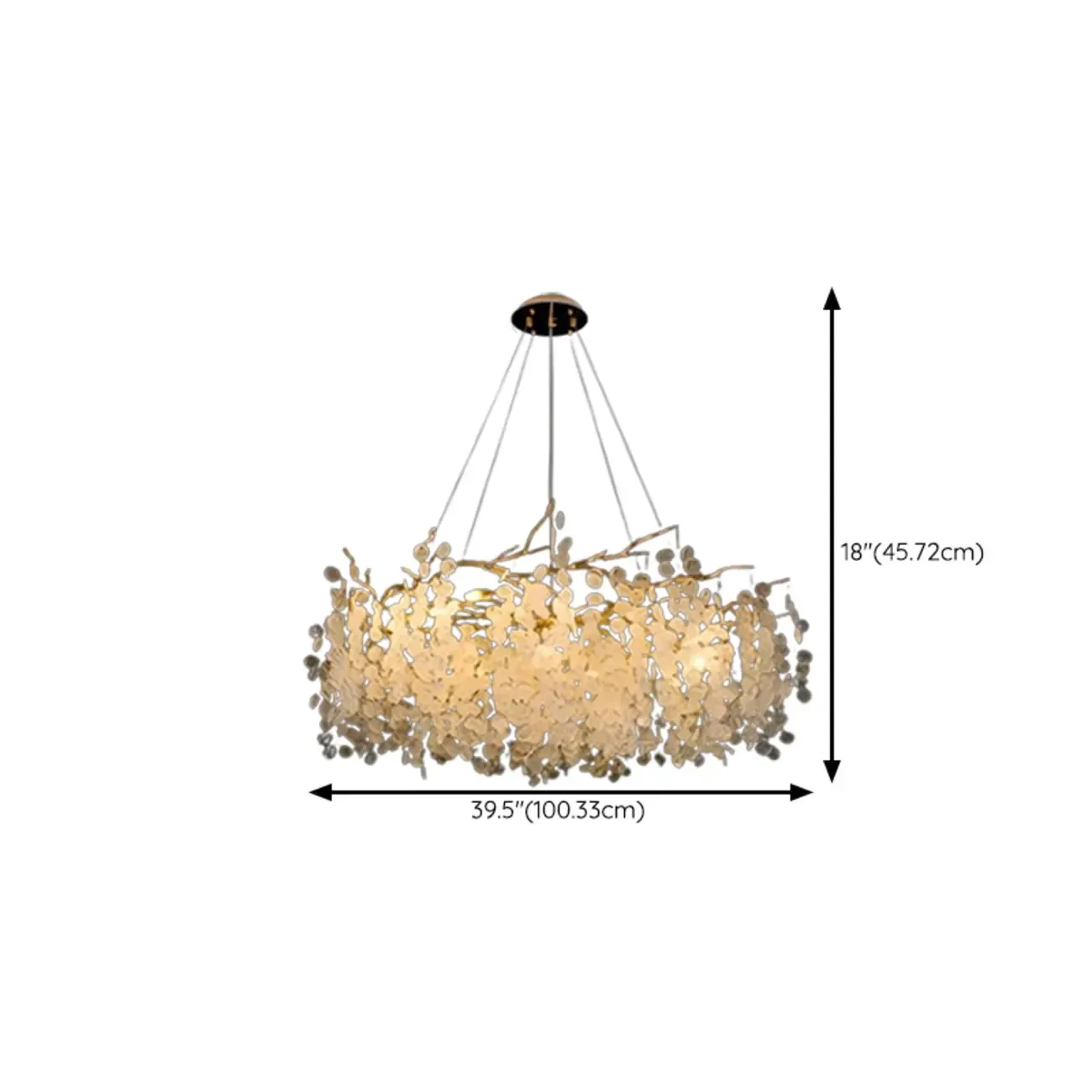 Elegant Golden Branch Glass Pendant Chandelier