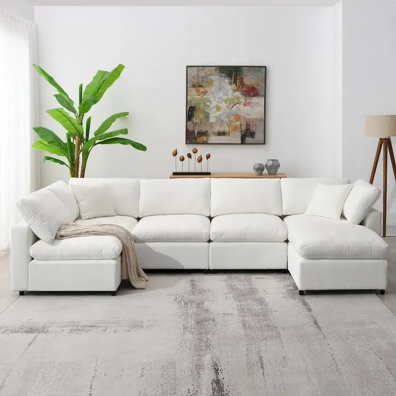 Modern Modular Cloud Sofa Bed with 6 Seat Sectional Couch Set