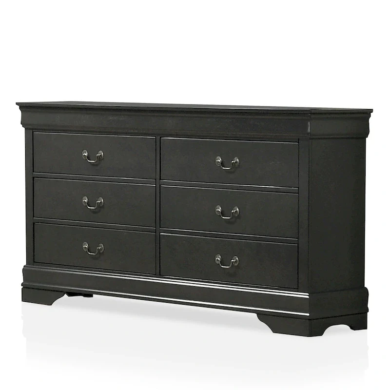 Lavina Transitional 58-inch Wide 6-Drawer Wood Dresser with Bracket Feet by Furniture of America