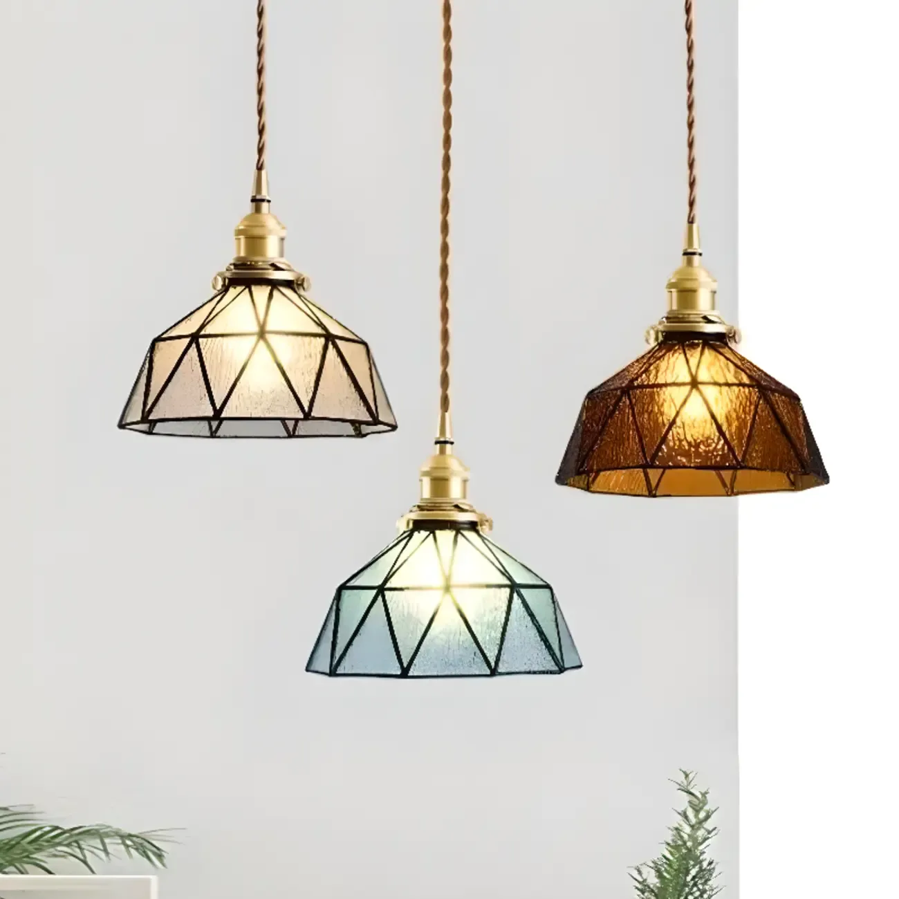 Modern Geometric Glass LED Hanging Pendant Light