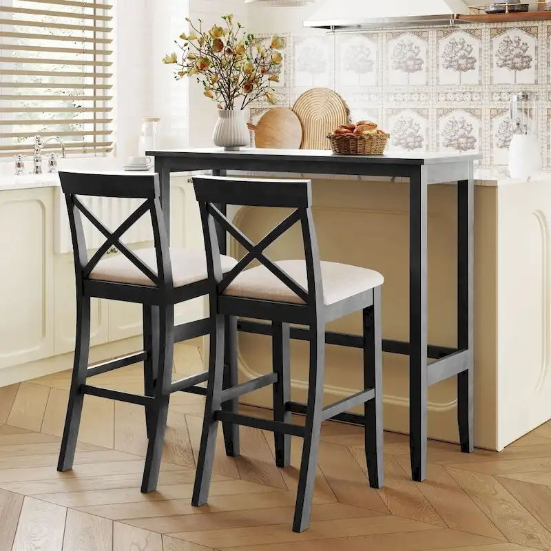 48 Rectangular Wood Bar Height Dining Set with 2 Chairs
