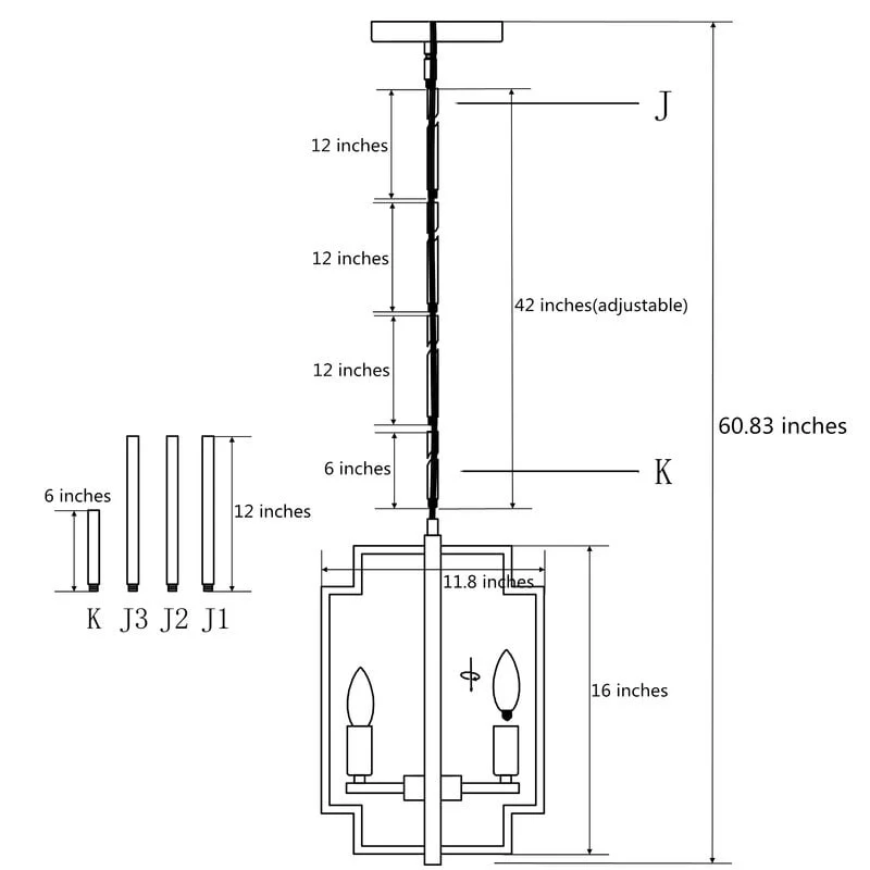 Maxax 3 - Light Chandelier with Wrought Iron Accents