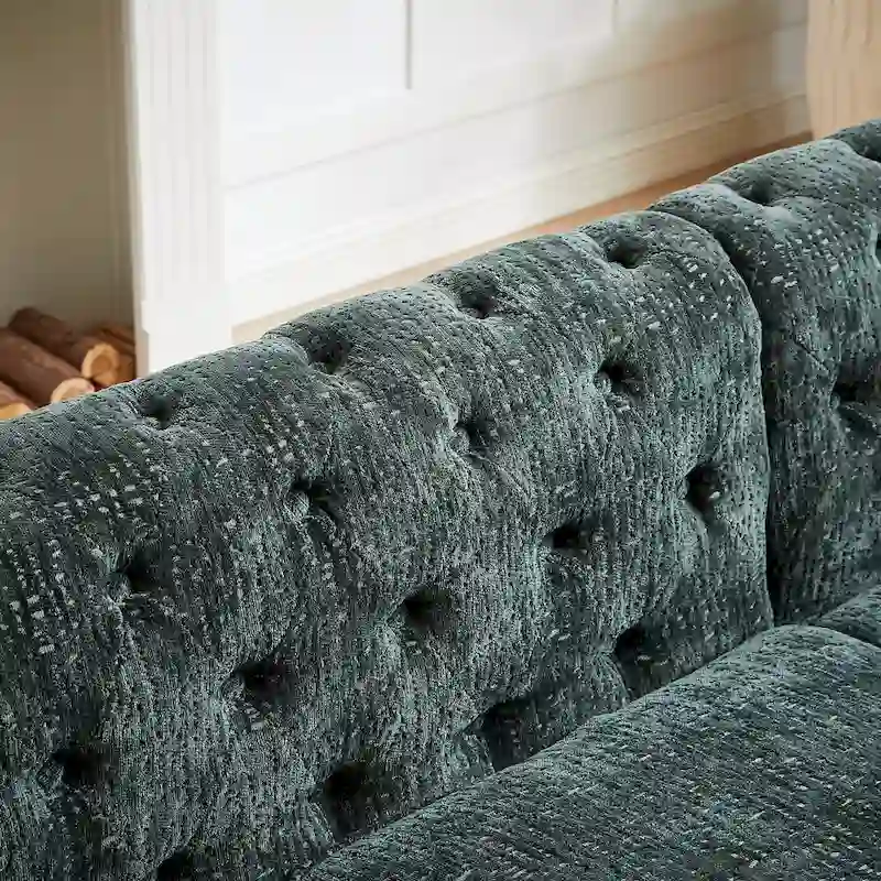 Green 81.5 Chenille L-Shaped 5-Seat Sofa