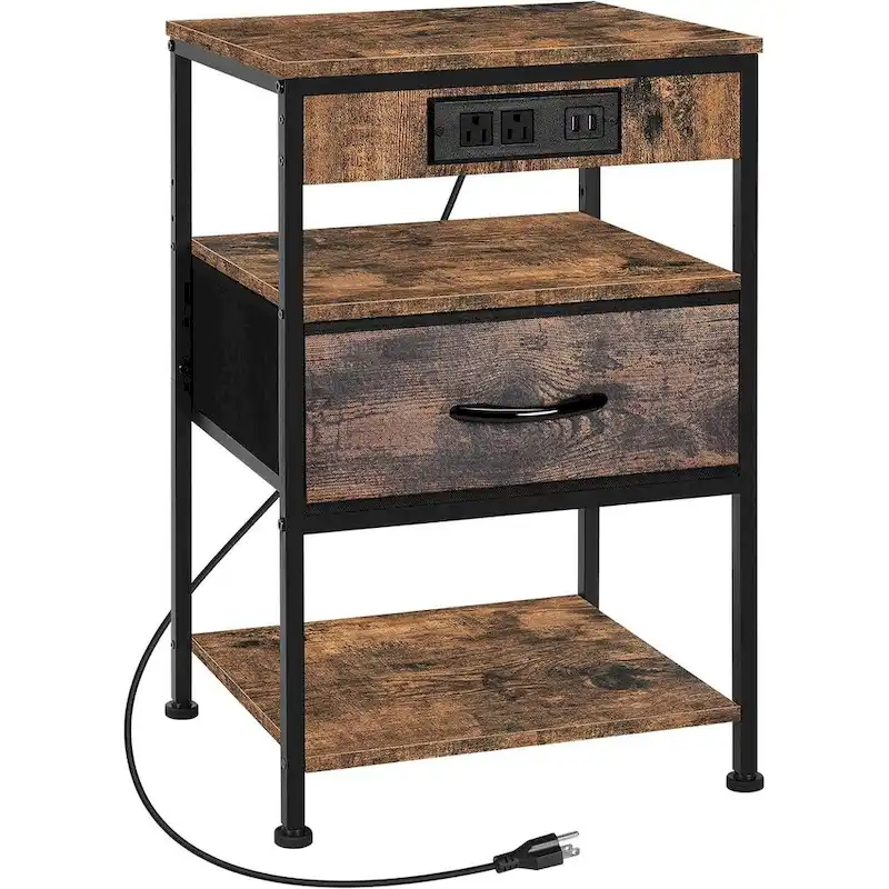 Nightstand with Charging Station with Drawer