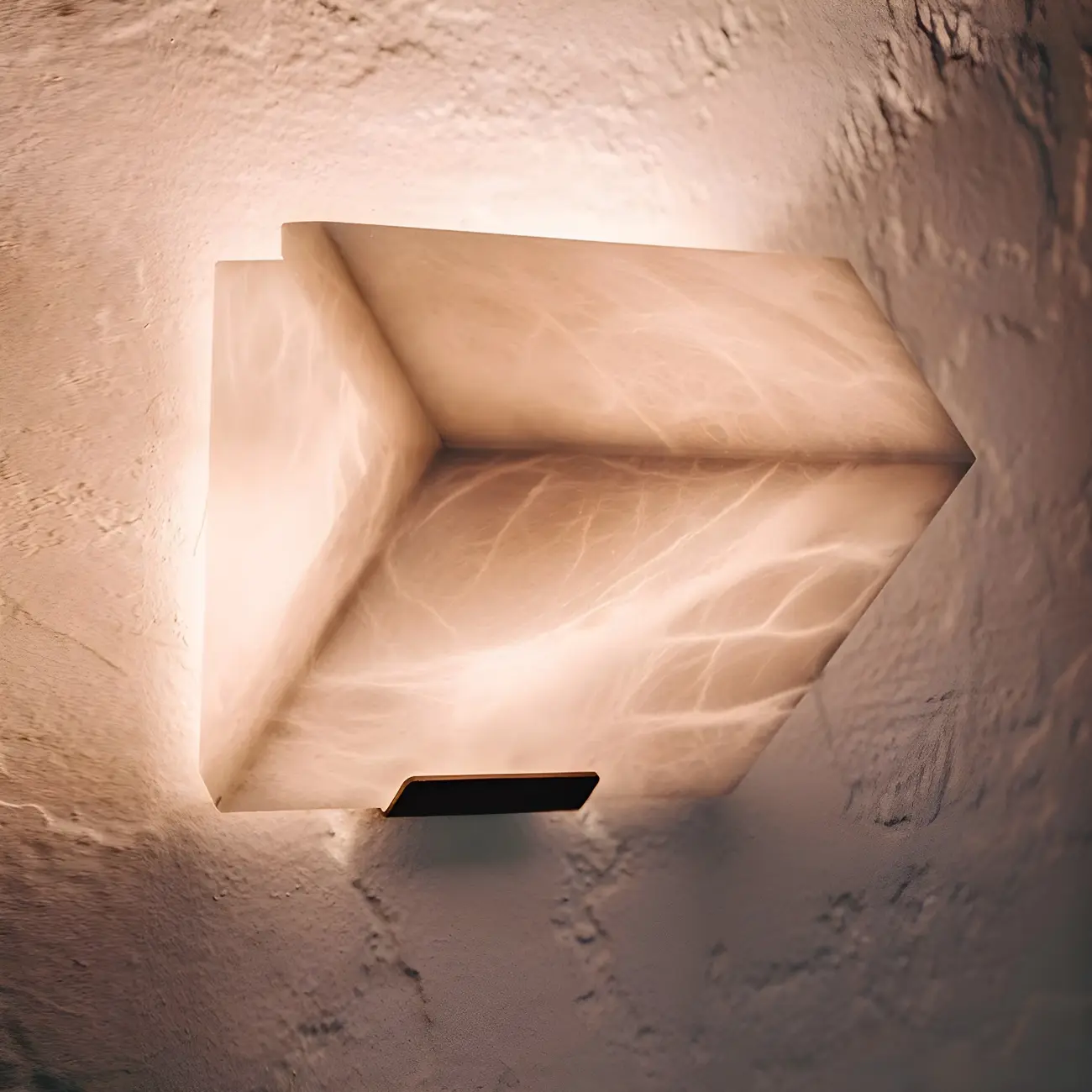 Geometric White Stone Indoor Wall Light in Hardwired