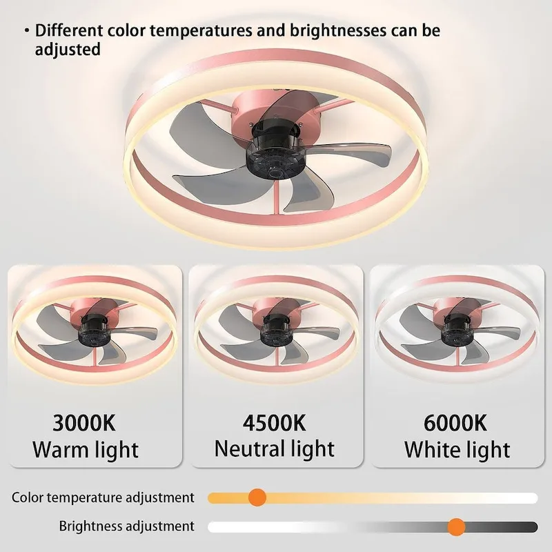 Modern Dimmable LED Recessed Mount Ceiling Fan Light with Remote Control