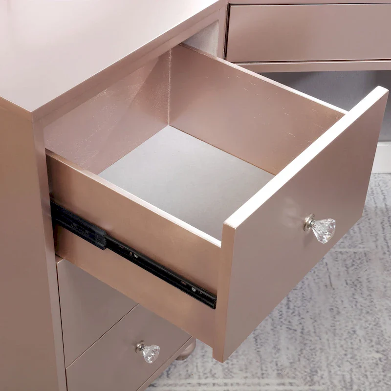 Furniture of America Ulru Transitional Solid Wood 3-Piece Makeup Vanity Set with LED